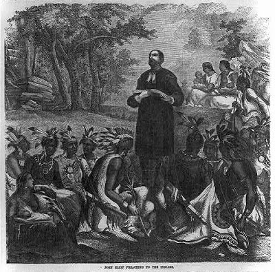 4. John Eliot preaching to the natives of New England