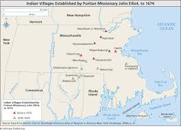 7. Map of Praying Indian communities established by Eliot