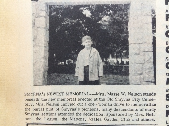 11. Mazie Whitfield Nelson at Memorial Cemetery Gateway dedication 10-14-65, p. 1