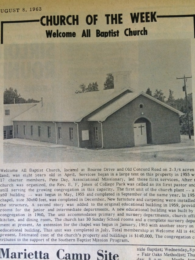 13. All Baptist Church, Bourne Drive and Old Concord Road, SH 8-8-63, p. 1b