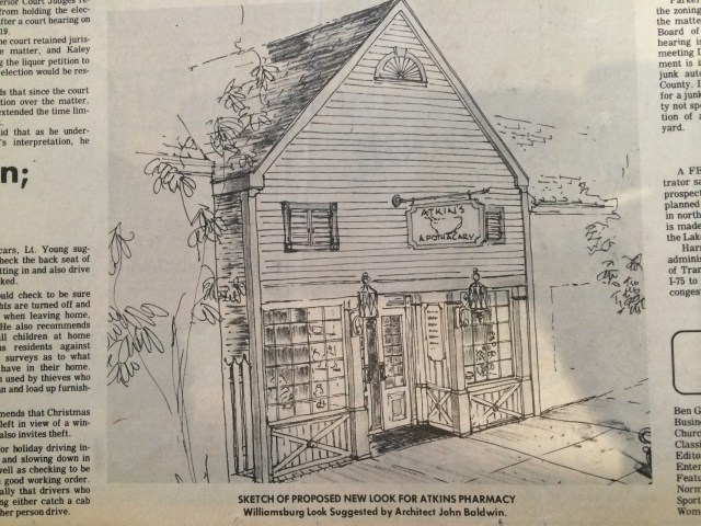 20. Proposed new look for Atkins Pharmacy SN 1970