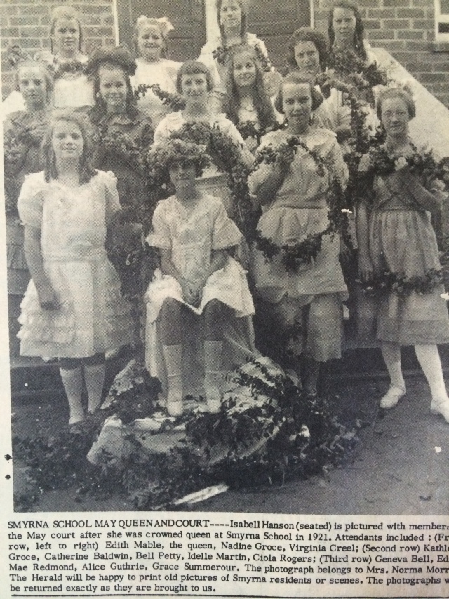 22. Smyrna School May Queen and Court, 1921, SH, 5-16-63, p. 1-b