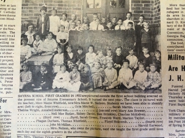 22. Smyrna School students, 1926 with identities.