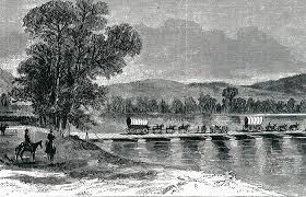 Union troops crossing the Chattahoochee River